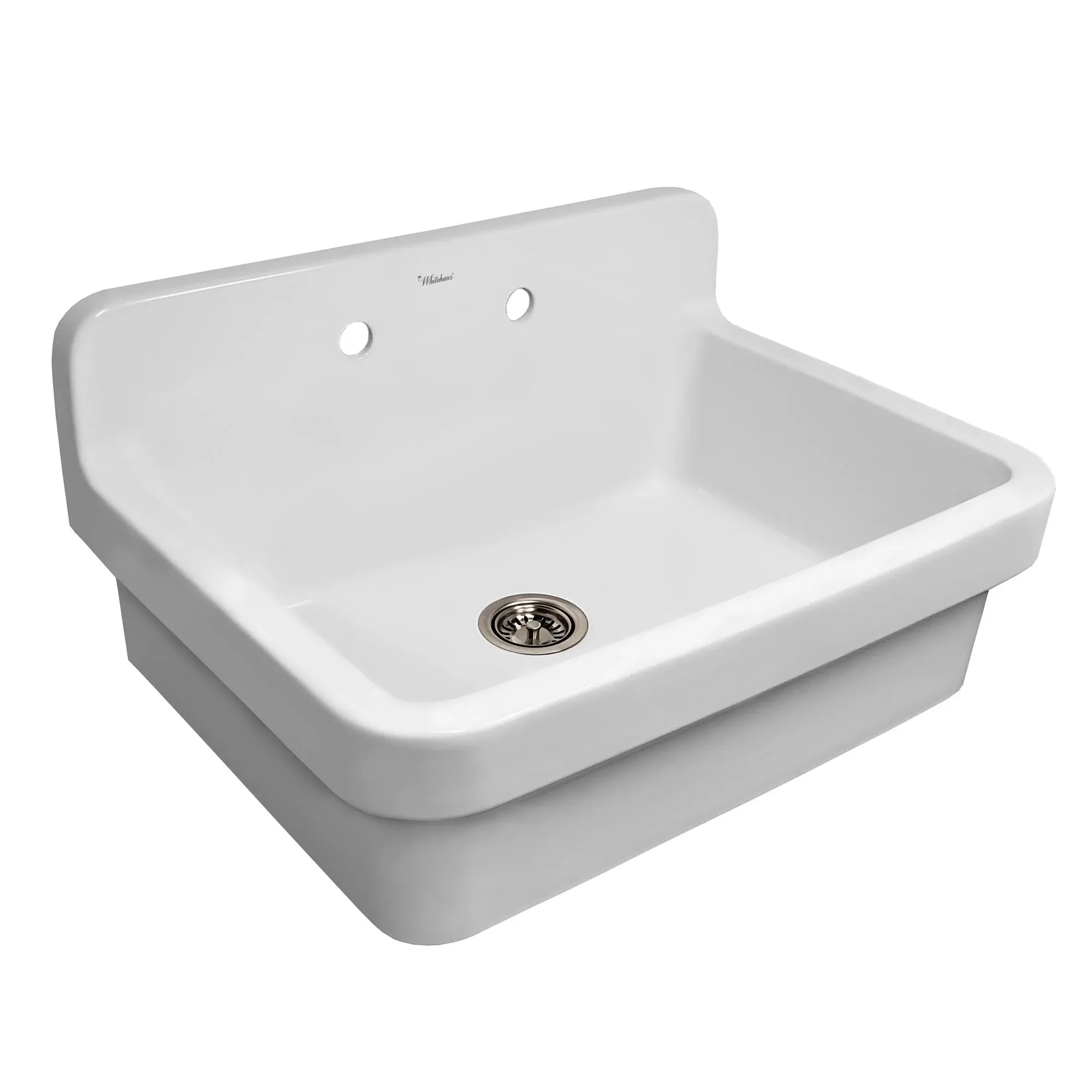 Whitehaus Old Fashioned Country Fireclay Utility Sink with High Backsplash OFCH2230