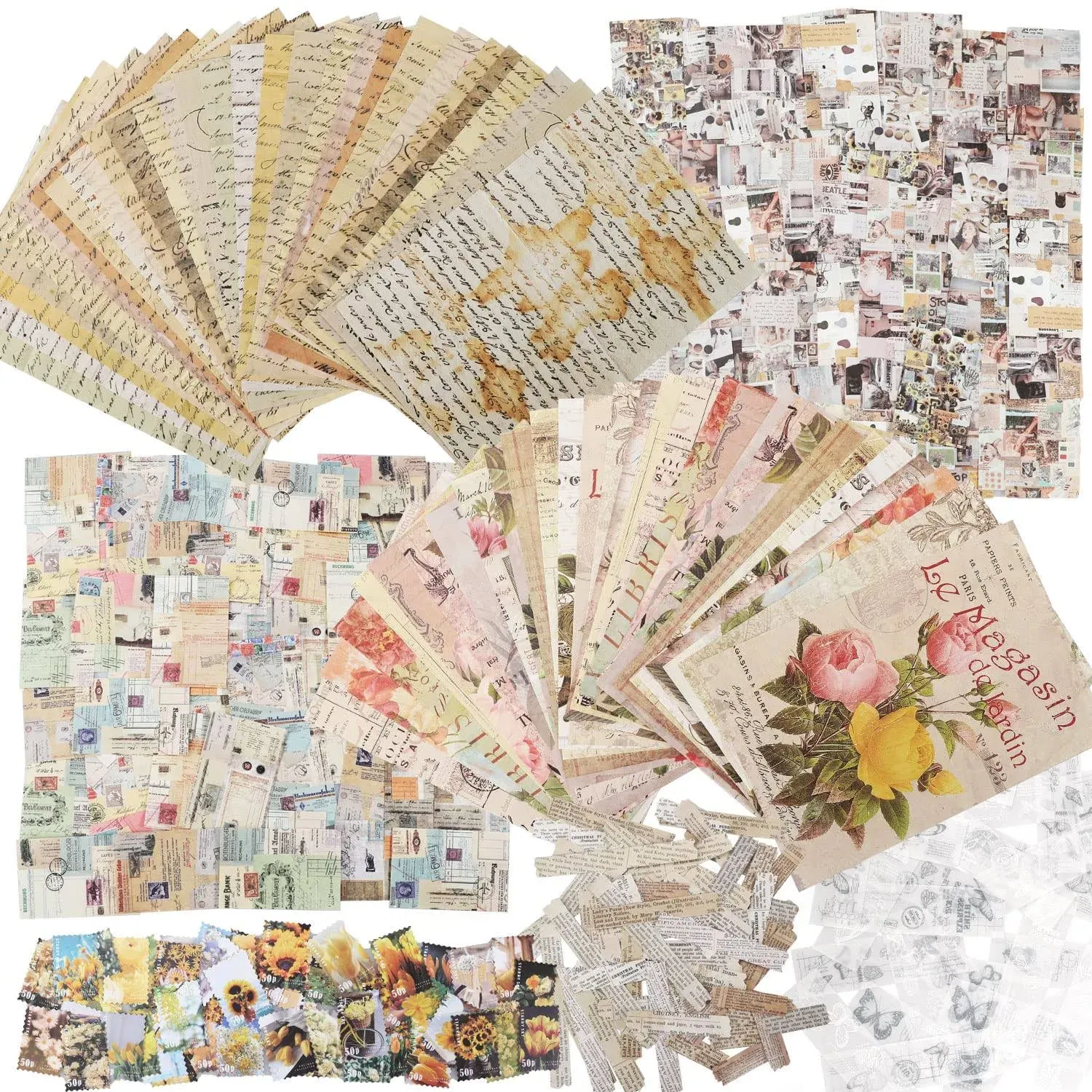 300PCS Vintage Scrapbooking Supplies Scrapbook Paper Journaling Kit Aesthetic...