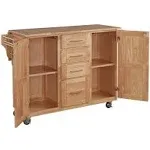 Natural Wood Kitchen Cart with Breakfast Bar