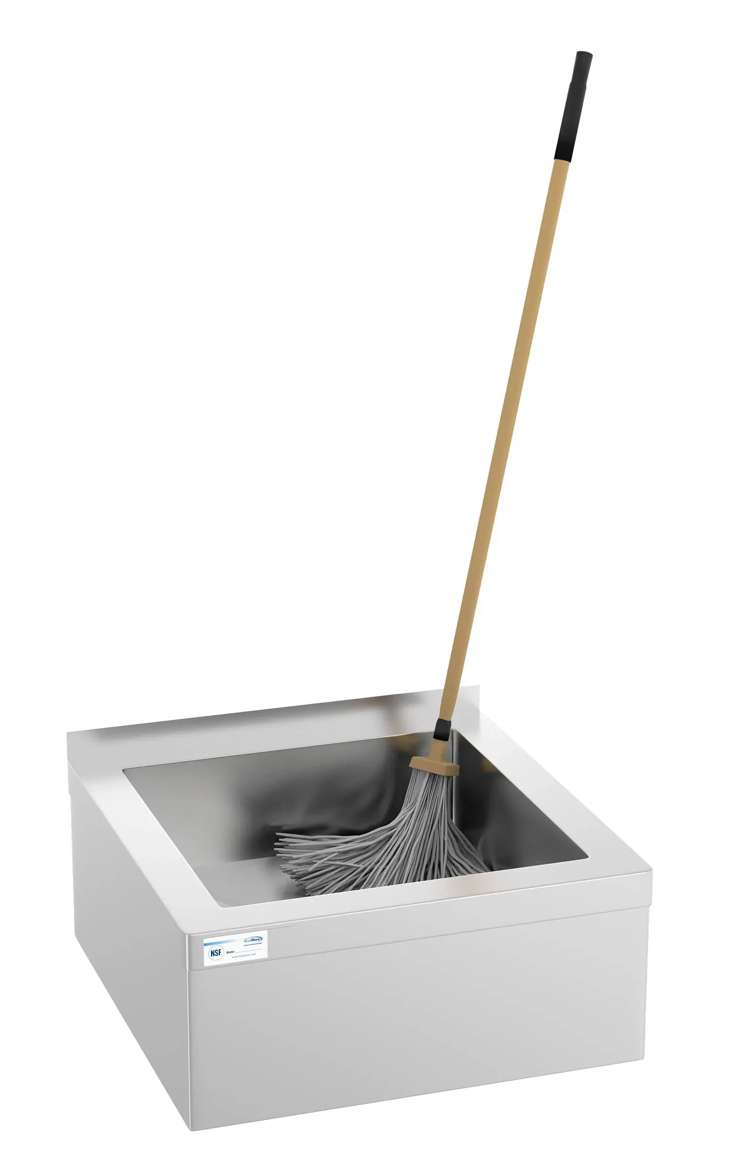 Commercial Floor Mop Sink with Deep Basin, 24” x 24” x 13”, 18-Gauge 304 Stainless Steel Frame