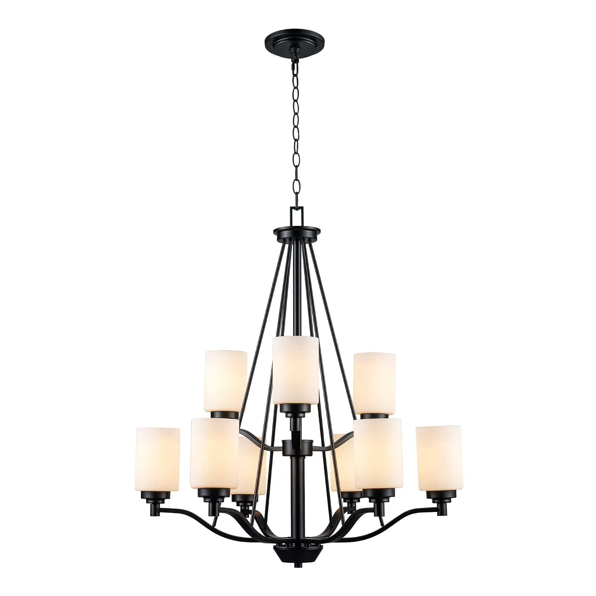 Trans Globe Lighting Modern Nine Light Chandelier in Black Finish, Large (22529