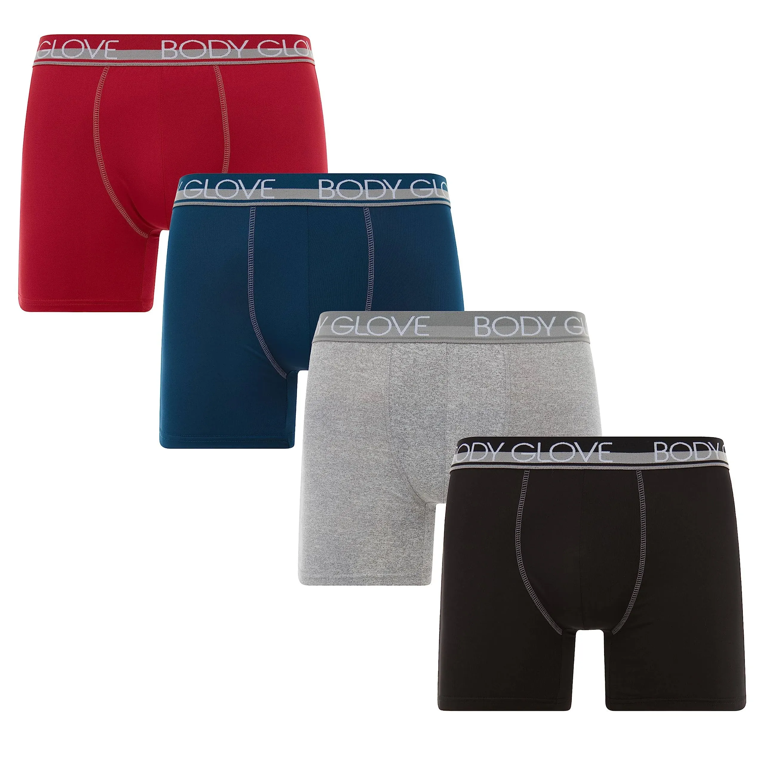 Body Glove Men's Underwear Boxer Brief, 4 Pack Moisture Wicking Comfort Fit Stretch Soft Performance Cool Dry Pouch Support Sport Boxers Briefs for Men, X-Large Multicolor