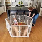 Superyard 6 Panel Free Standing Play Yard, Indoor or Outdoor Baby Playpen, Baby 