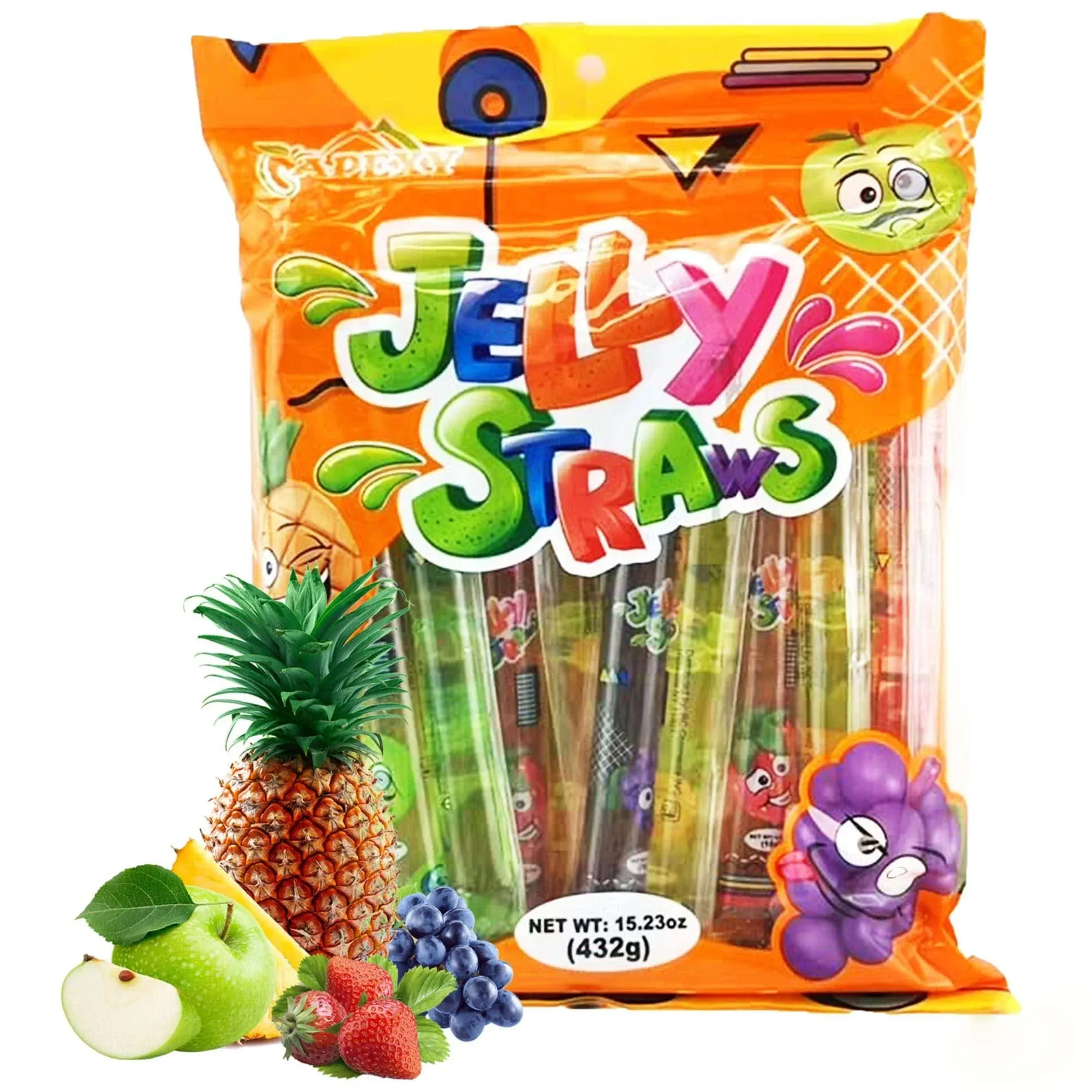 Apexy Jelly Straws Fruit Jelly Filled Strips TikTok Candy Trend Items Assorted