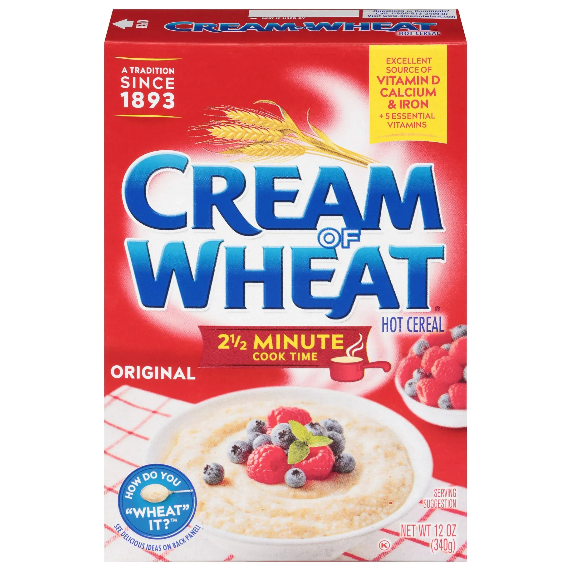 Cream of Wheat Original Stove Top Hot Cereal, 2 1/2 Minute Cook Time, 12 Ounce ...