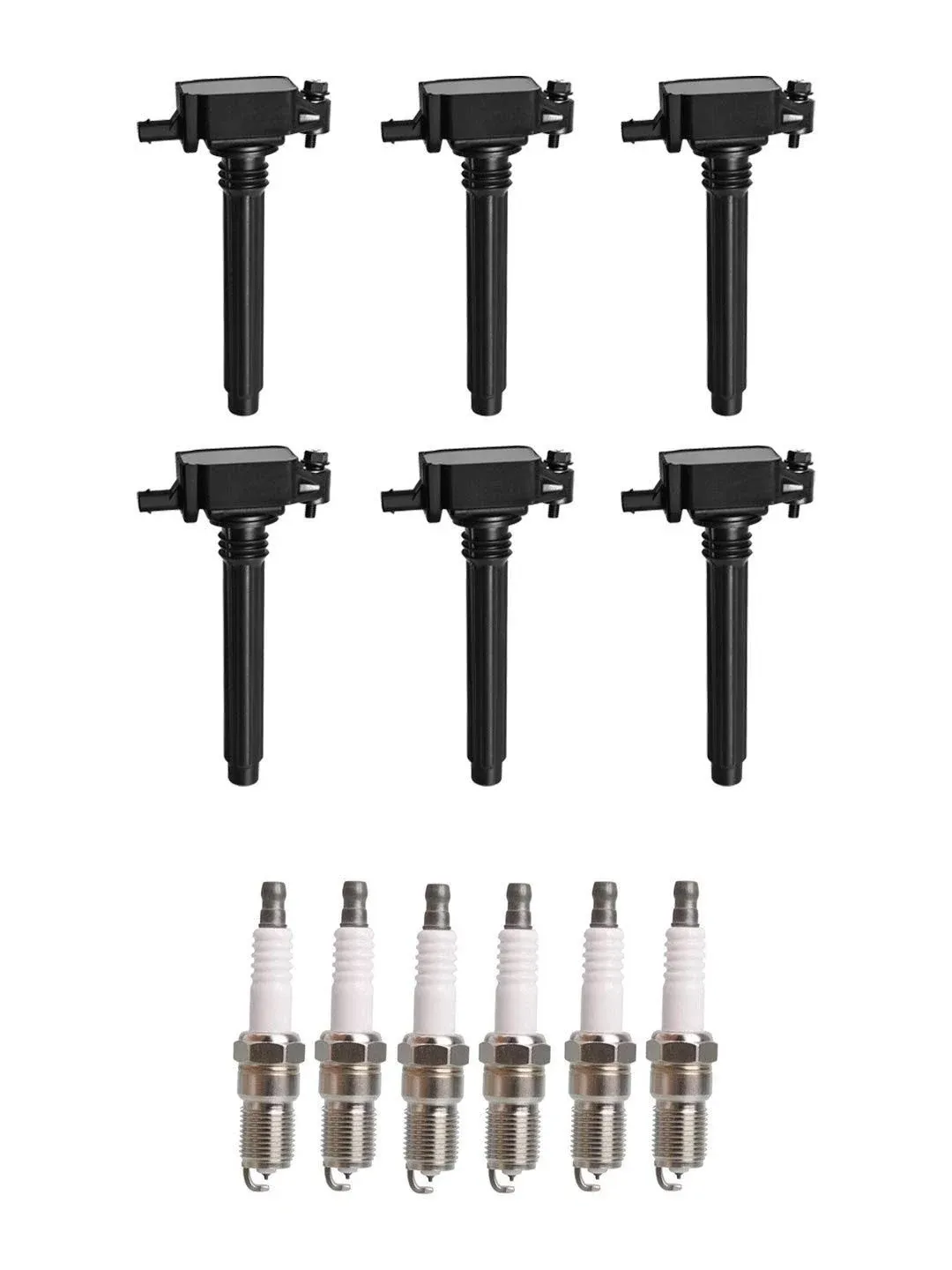 ENA 6 Pack UF648 Ignition Coil with 97390 Iridium Spark Plugs 3.2L 3.6L V6 Compatible with Dodge Chrysler VW 200 300 Challenger Avenger Charger Durango Journey Grand Cherokee Caravan Wrangler Routan