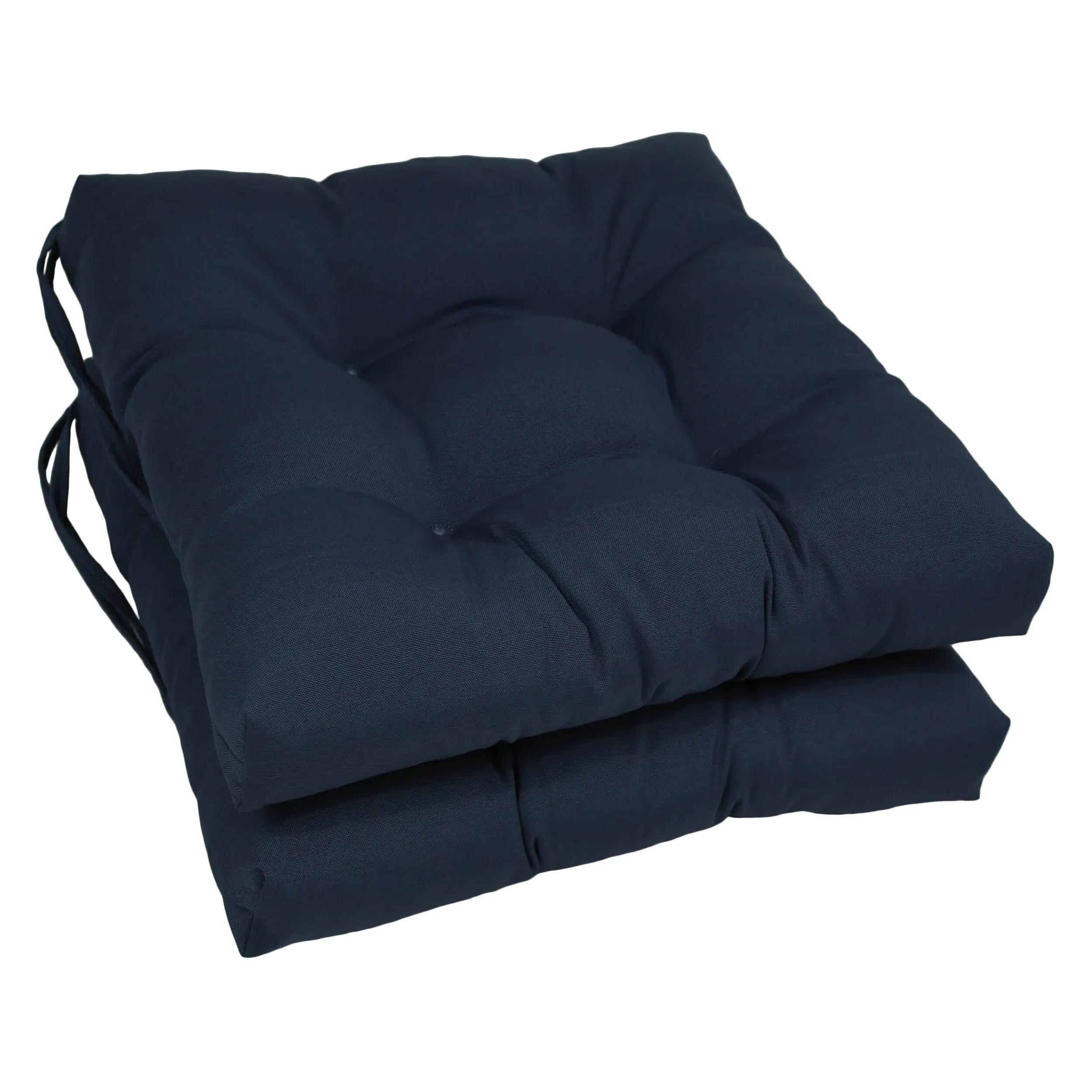 Blazing Needles 16-inch Solid Twill Square Tufted Chair Cushions (Set of 2) - Navy