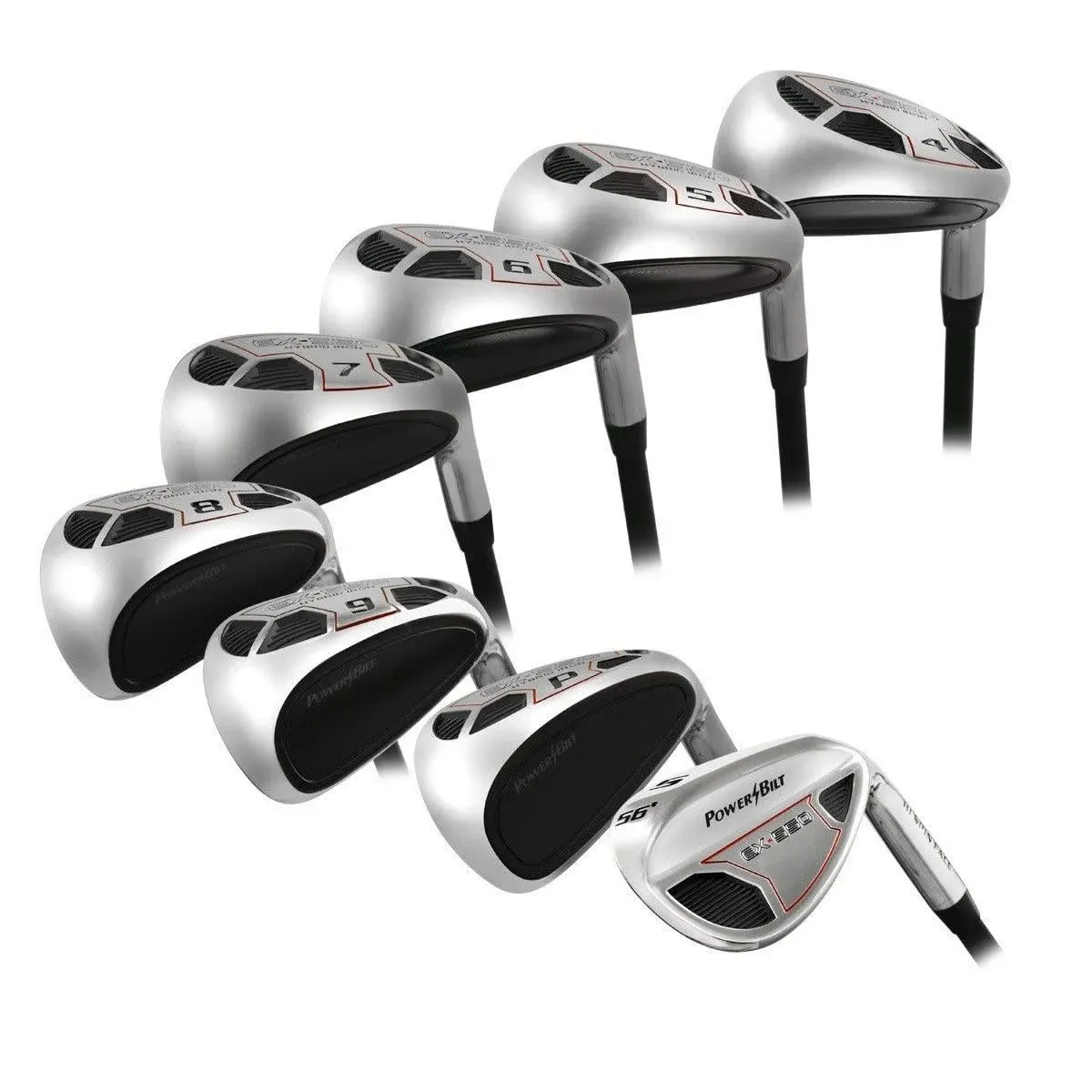 New Mens Powerbilt Golf EX-550 Hybrid Iron Set 4-SW Regular R Flex Rescue Clubs