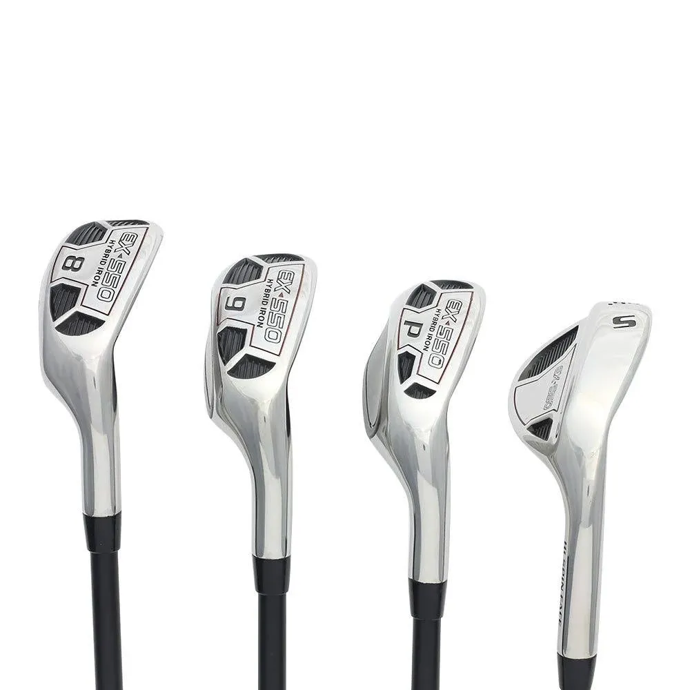 Mens Powerbilt Golf EX-550 Hybrid Iron Set, which Includes: #4, 5, 6, 7, 8, 9, PW +SW Regular Flex Graphite Right Handed New Rescue Utility Clubs