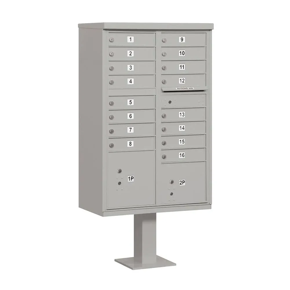 Salsbury Industries 3316GRY-U Cluster Box Unit - 16 A Size Doors - Type III - Gray - USPS Access