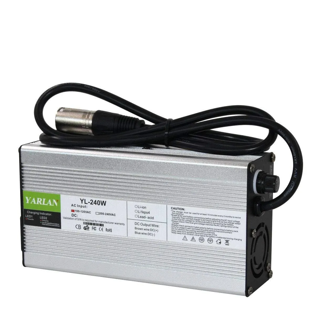 Brand: YARLAN 54.6V 4A Charger Electric Bike Charger 48V / Li-Ion Battery Charger ...