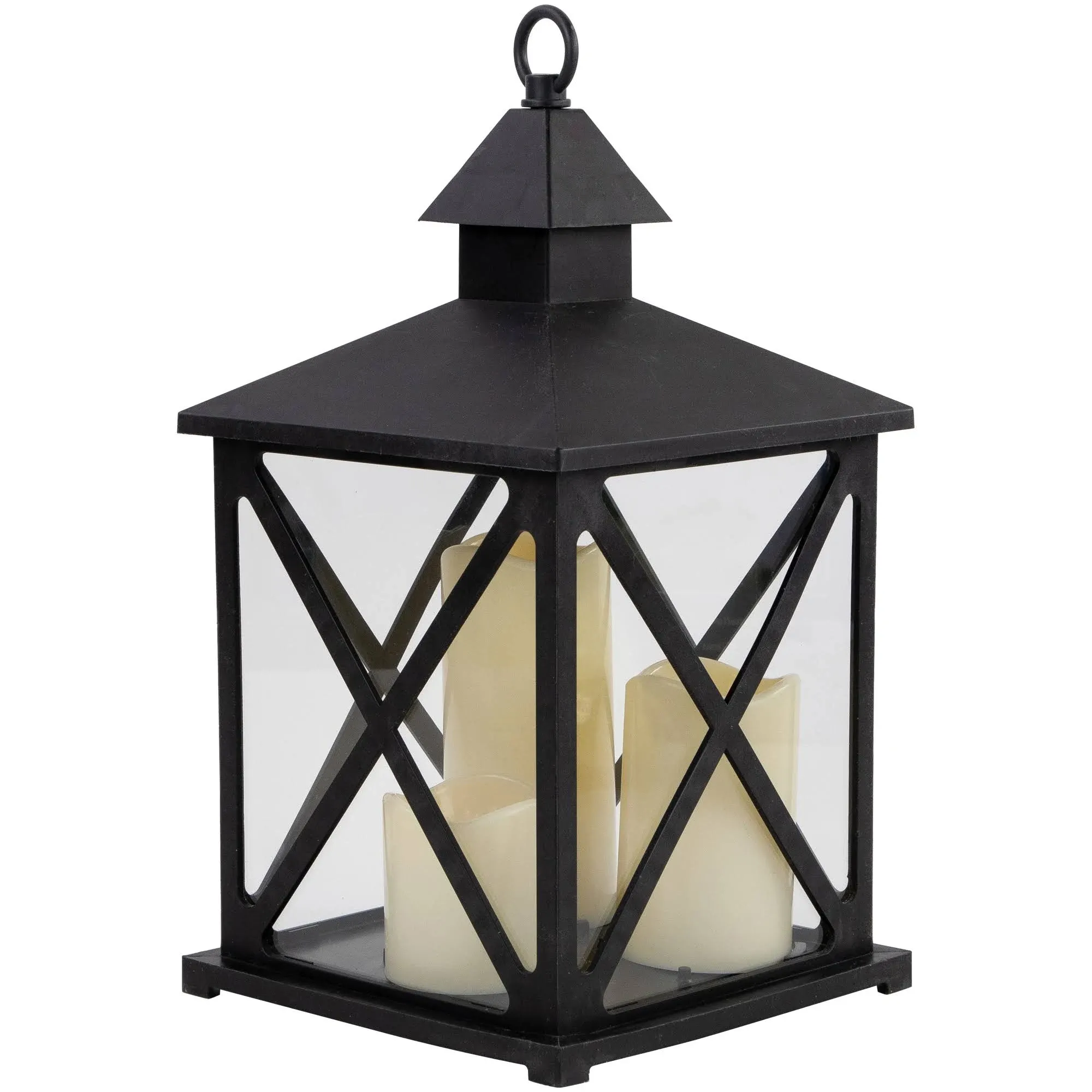 12.5" Black Candle Lantern With 3 Flameless LED Candle - Transitional - Candleholders - by Northlight Seasonal | Houzz