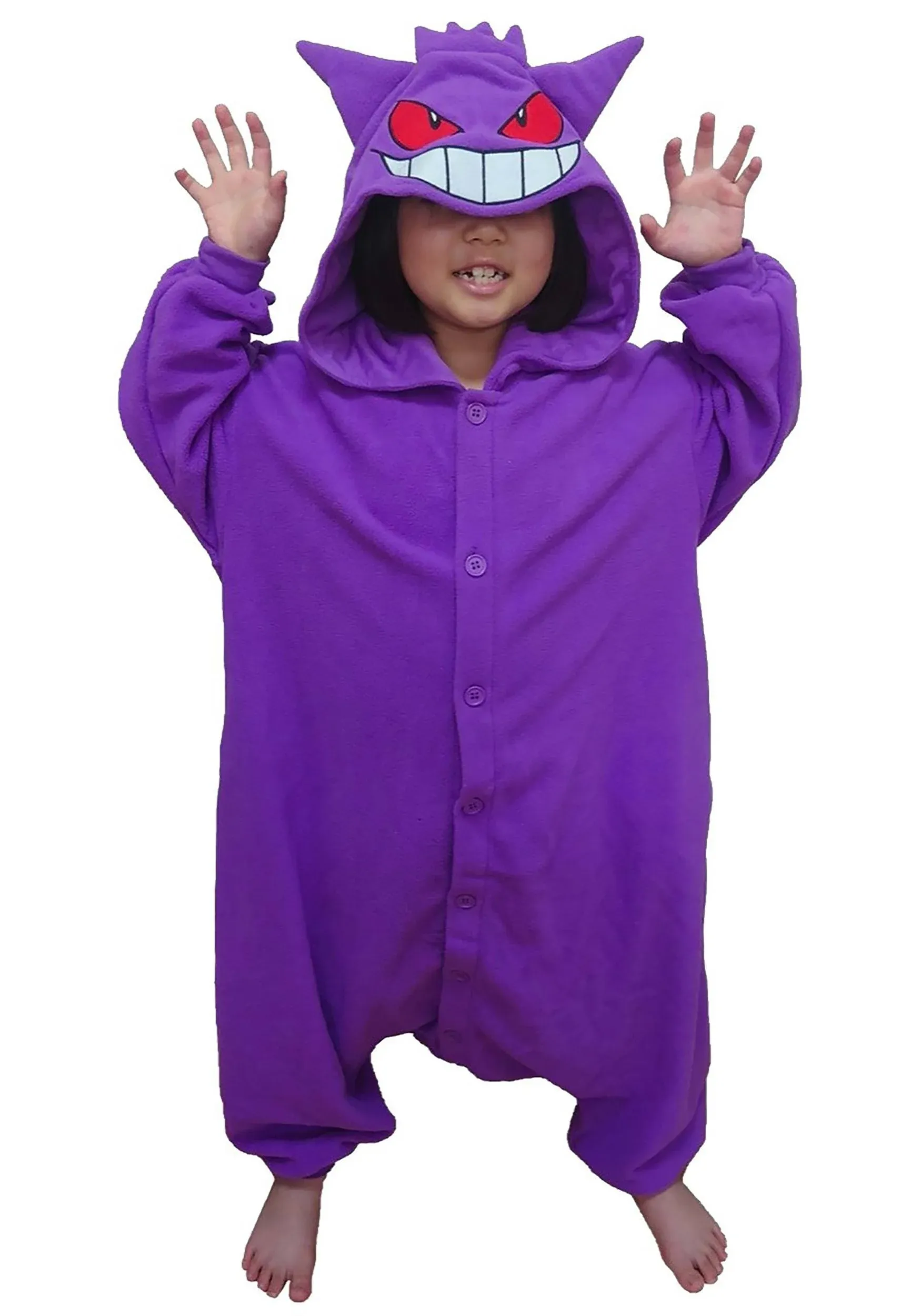 SAZAC Kigurumi - Pokemon - Gengar - Onesie Jumpsuit Halloween Costume -Kids Size (5-9 Year Old)