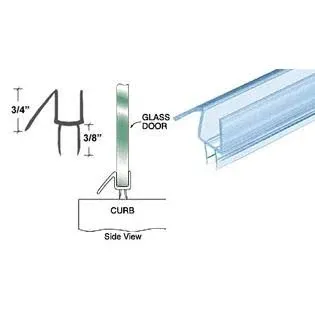 C.R. Laurence P990ws Clear Co-Extruded Bottom Wipe with Drip Rail for 3/8 inch Glass - 95 inch Stock Length