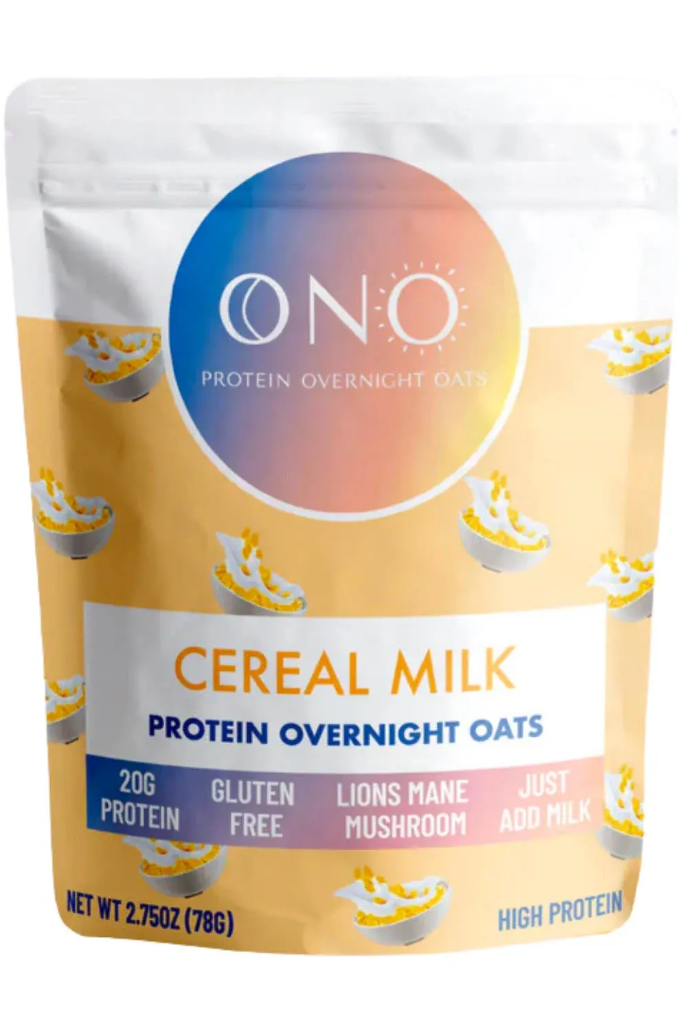 ONO Protein Overnight Oats - Cereal Milk, Single Serving, 2.72 oz packet.