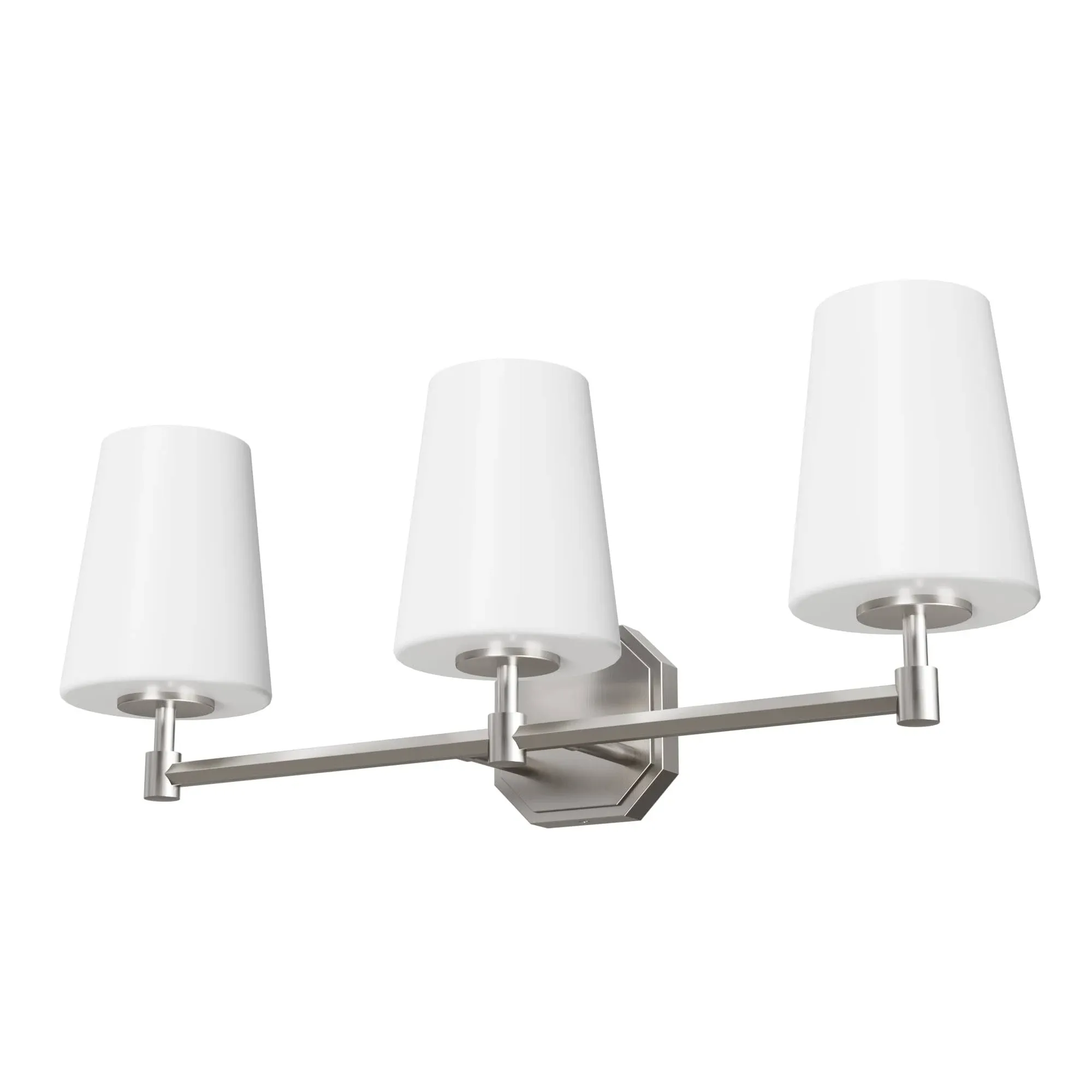 Hunter 19881 Nolita 3 Light 25 inch Bath Vanity Light in Brushed Nickel with Cased White Cone Glass