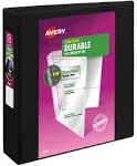 AVE17031 Durable View Binder with Slant Rings, 11 x 8 1/2, 2" Cap, Black