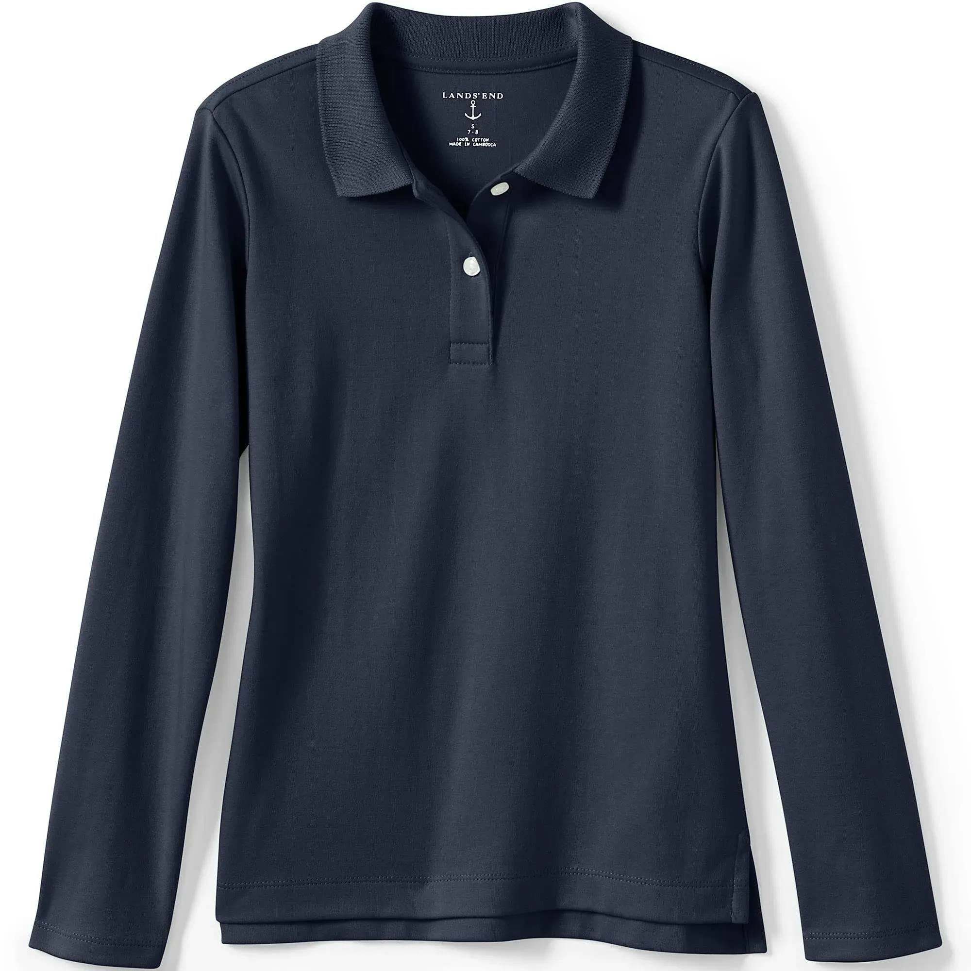 Lands' End Girls' Feminine Fit Long Sleeve Interlock Polo Shirt