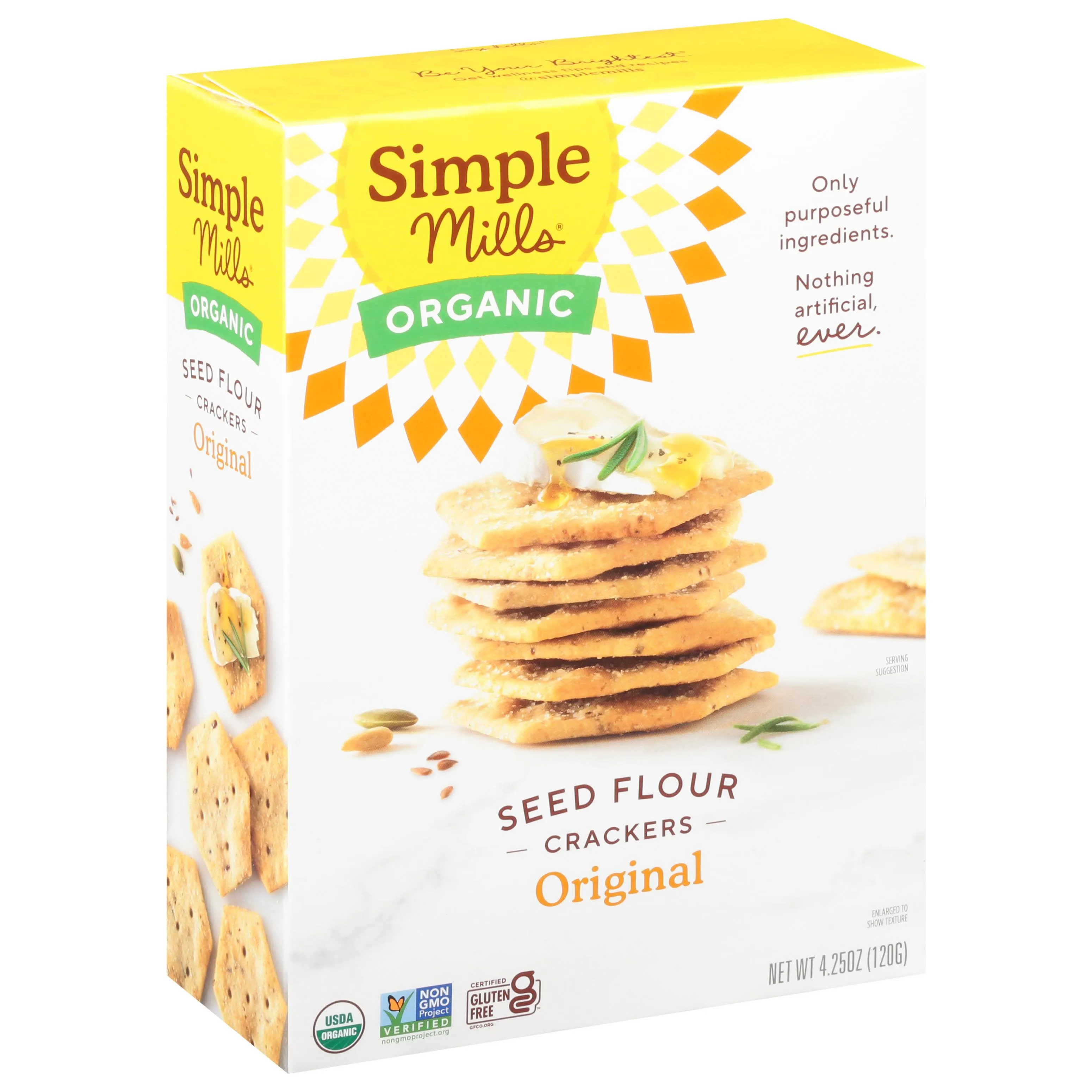 Simple Mills Organic Crackers, Original, Seed Flour - 4.25 oz