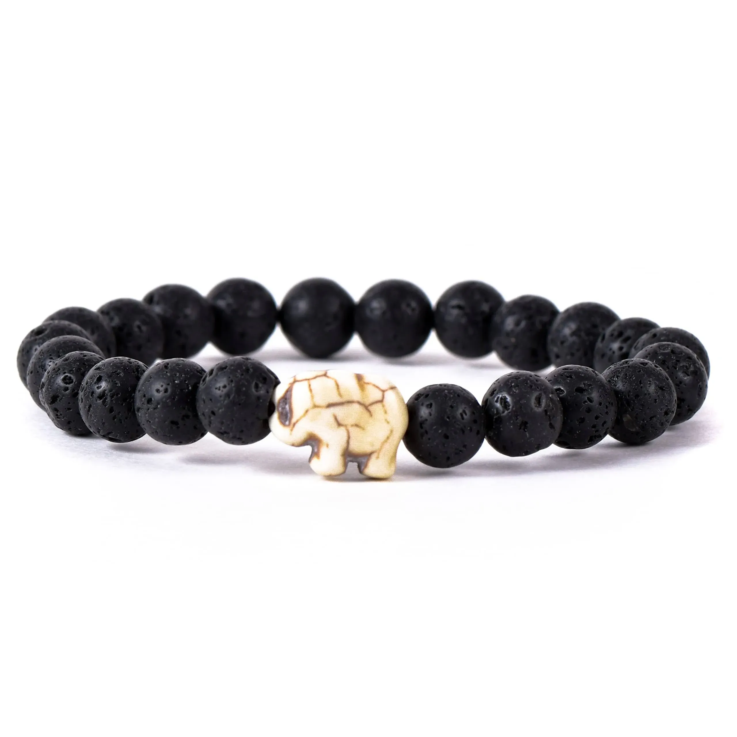 Fahlo Elephant Expedition Bracelet, Lava Stone