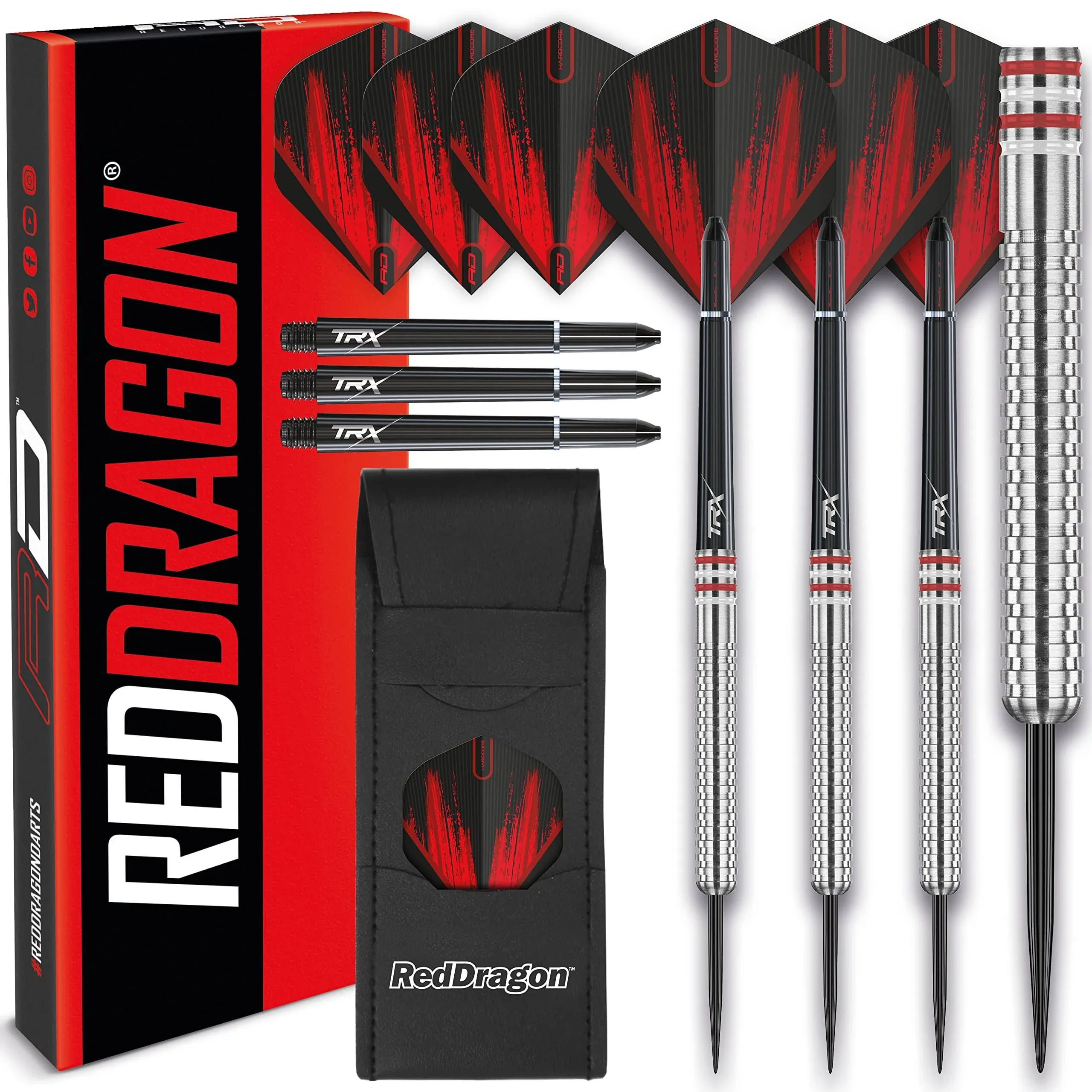 Red Dragon Raider 1: 23 Gram Steel Tip Tungsten Darts Set - Red Style Set of ...