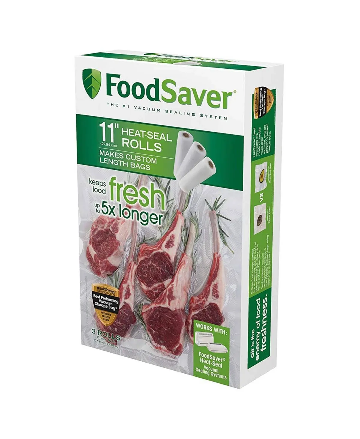 FoodSaver FSFSBF0634 11" x 16' Vacuum Bags Rolls, 3 Pack