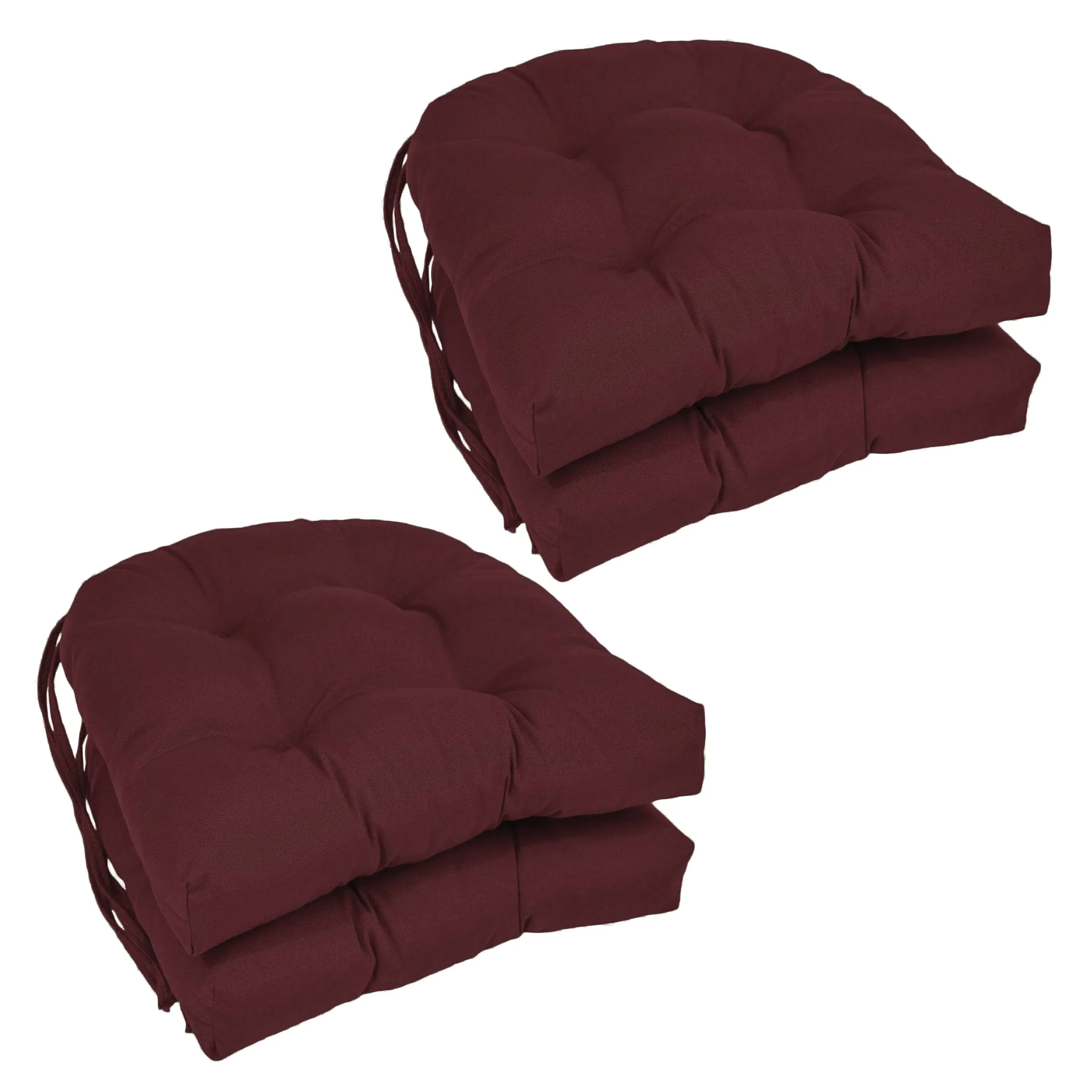 Blazing Needles 16-inch Solid Twill U-Shaped Tufted Chair Cushions