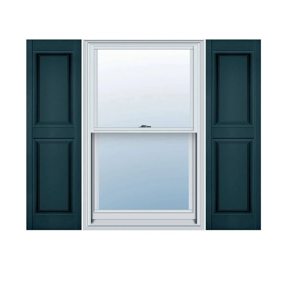 Ekena Millwork Lifetime Vinyl LP2S12X04300MB Standard Two Equal Panel Vinyls, Raised Panel Vinyl Shutters, w/Installation Shutter-Lok's & Matching Screws (Per Pair), 12"W x 43"H, Midnight Blue