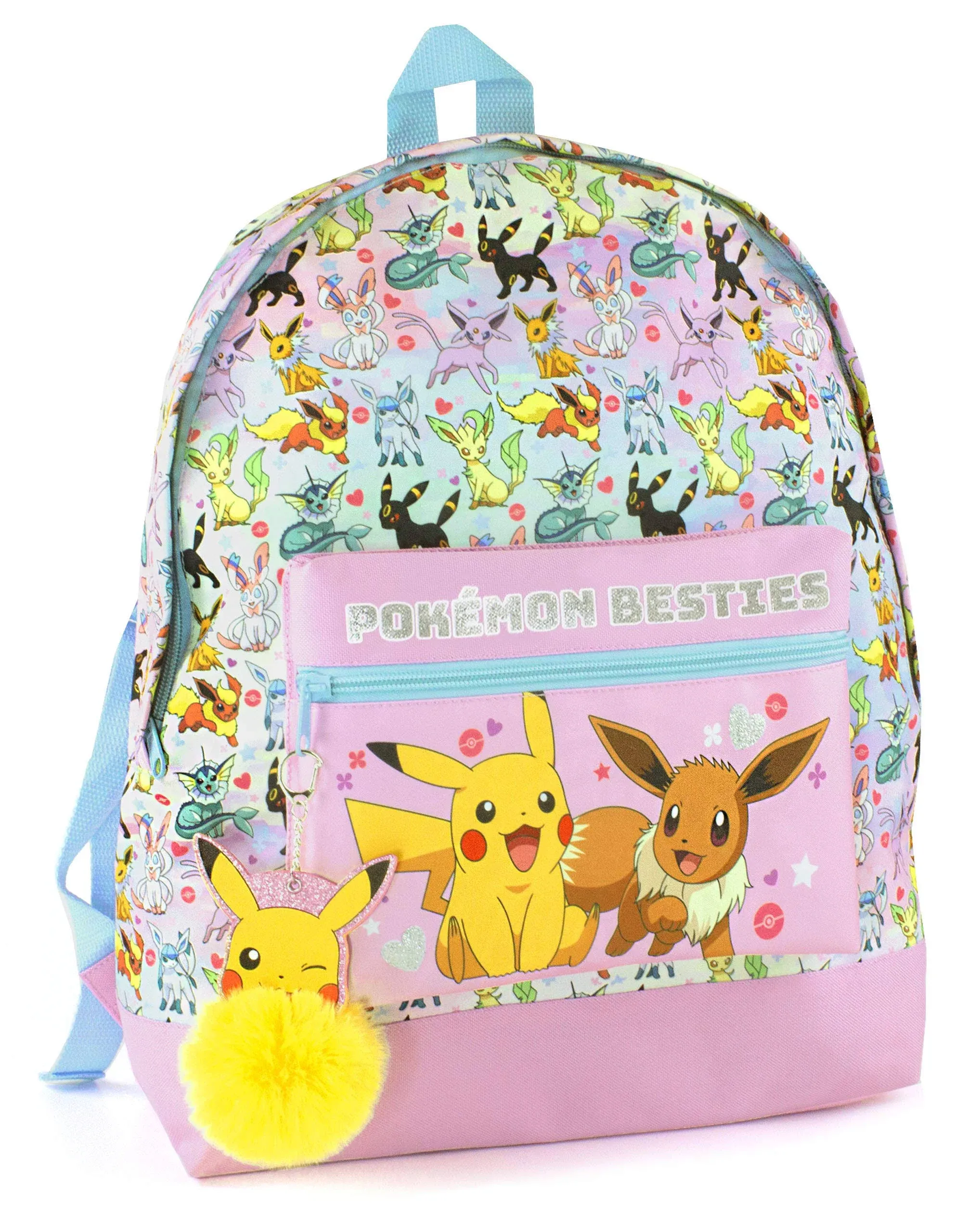 Pokemon Girls Pink Glitter School Backpack | Eevee Besties Design | Dream Bag for Endless Fun and School Days and Beyond