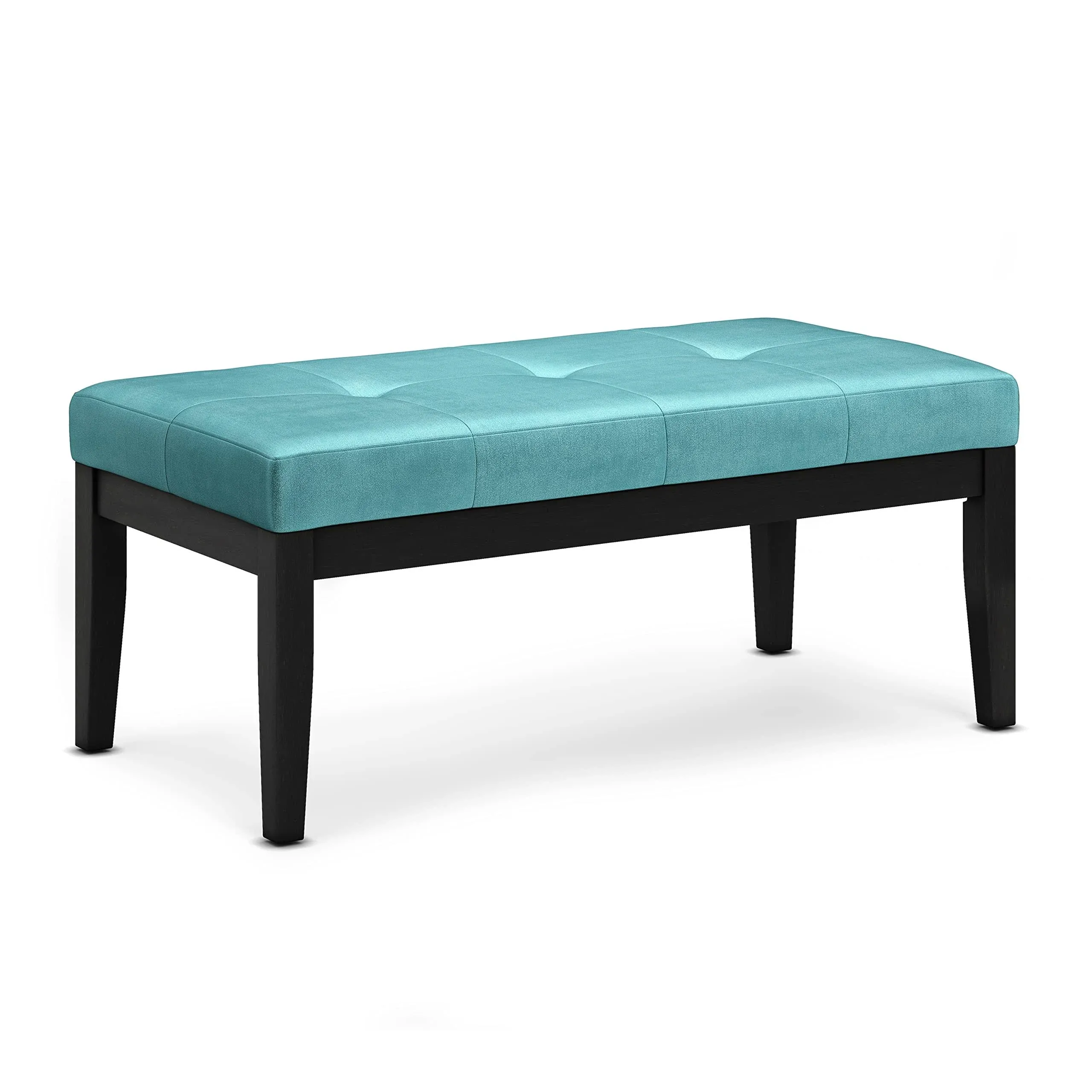 Lacey 43&#034; Wide Contemporary Rectangle Tufted Ottoman Bench in Aqua Velvet Fabric