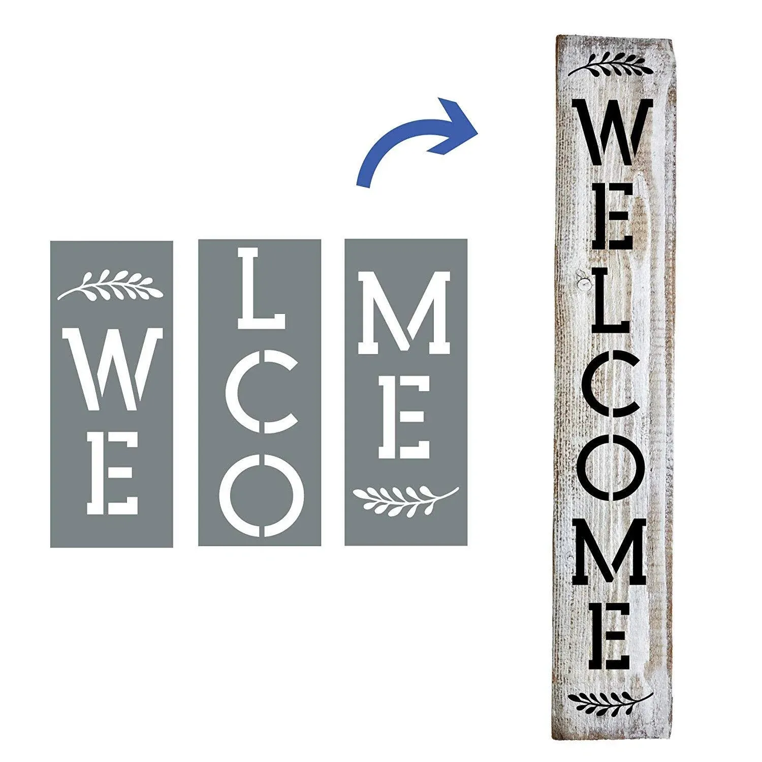 Large Vertical Welcome Sign Stencils for Painting on Wood and More - Create B...