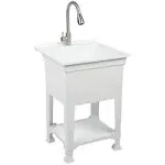 All-in-One 24 in. x 24 in. Freestanding White Polypropylene Laundry Utility Sink w/ Stainless Steel Pull-Down Faucet