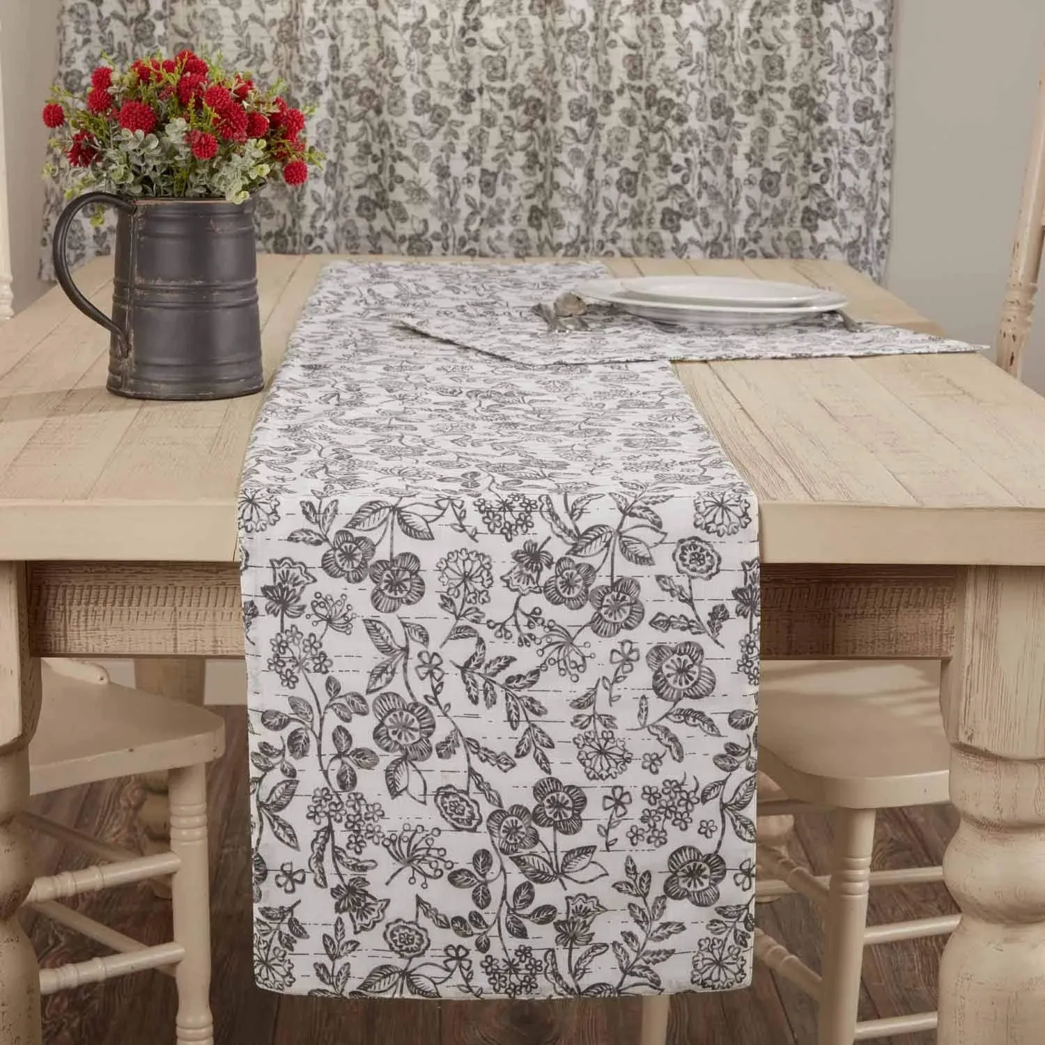 Piper Classics Gray Gables Floral Runner - 36"