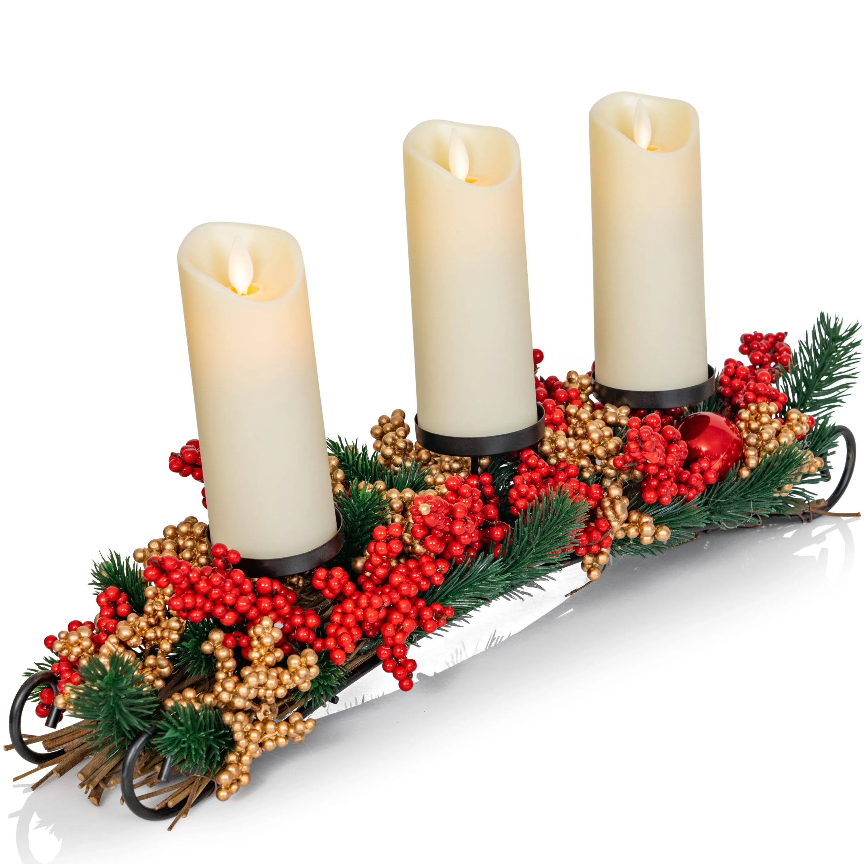 Ornativity Christmas Décor Candle Holder – Xmas Themed Candle Holder Centerpiece ...