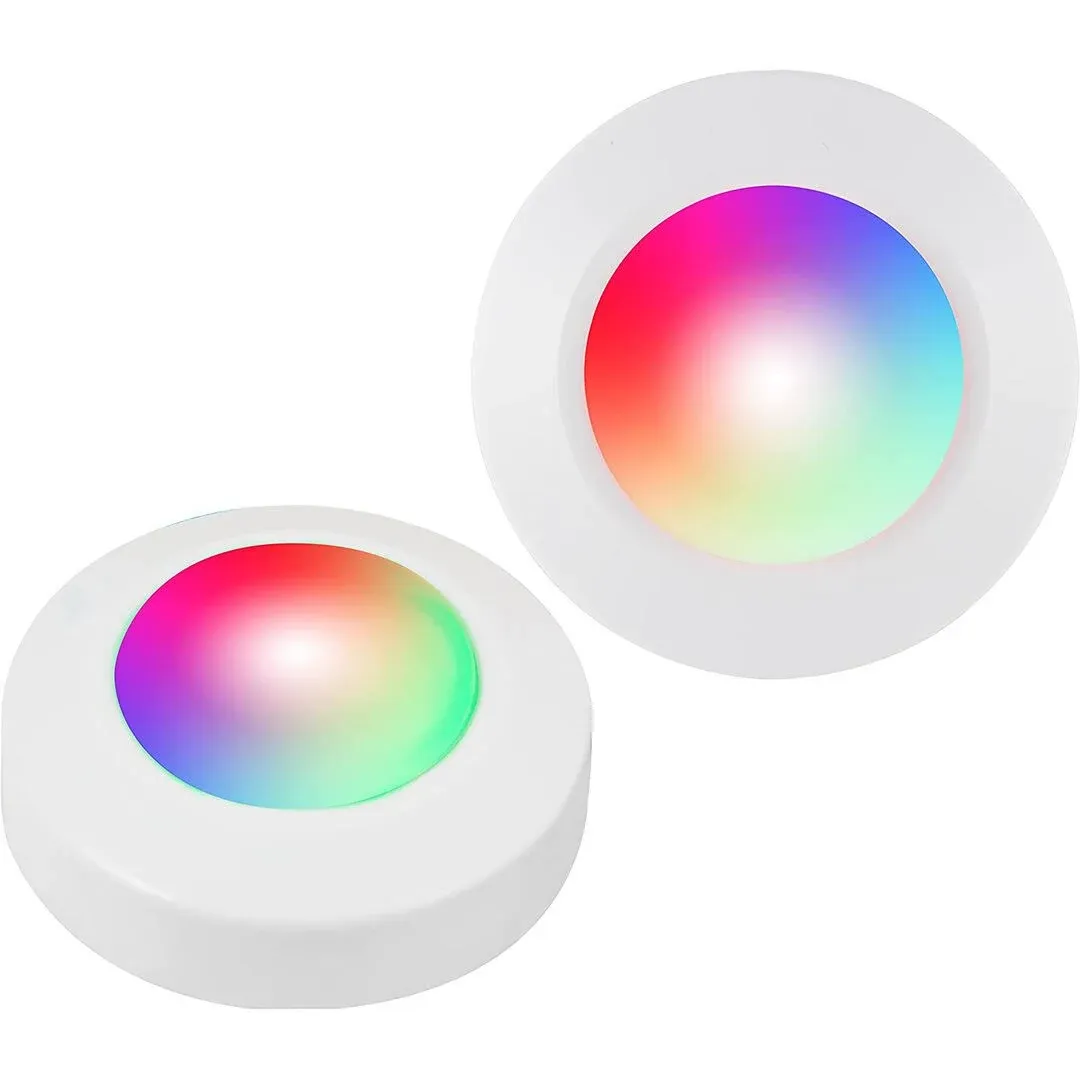 Energizer Battery-Operated, Color-Changing LED Puck Lights - Tap On/Off, 40 ...