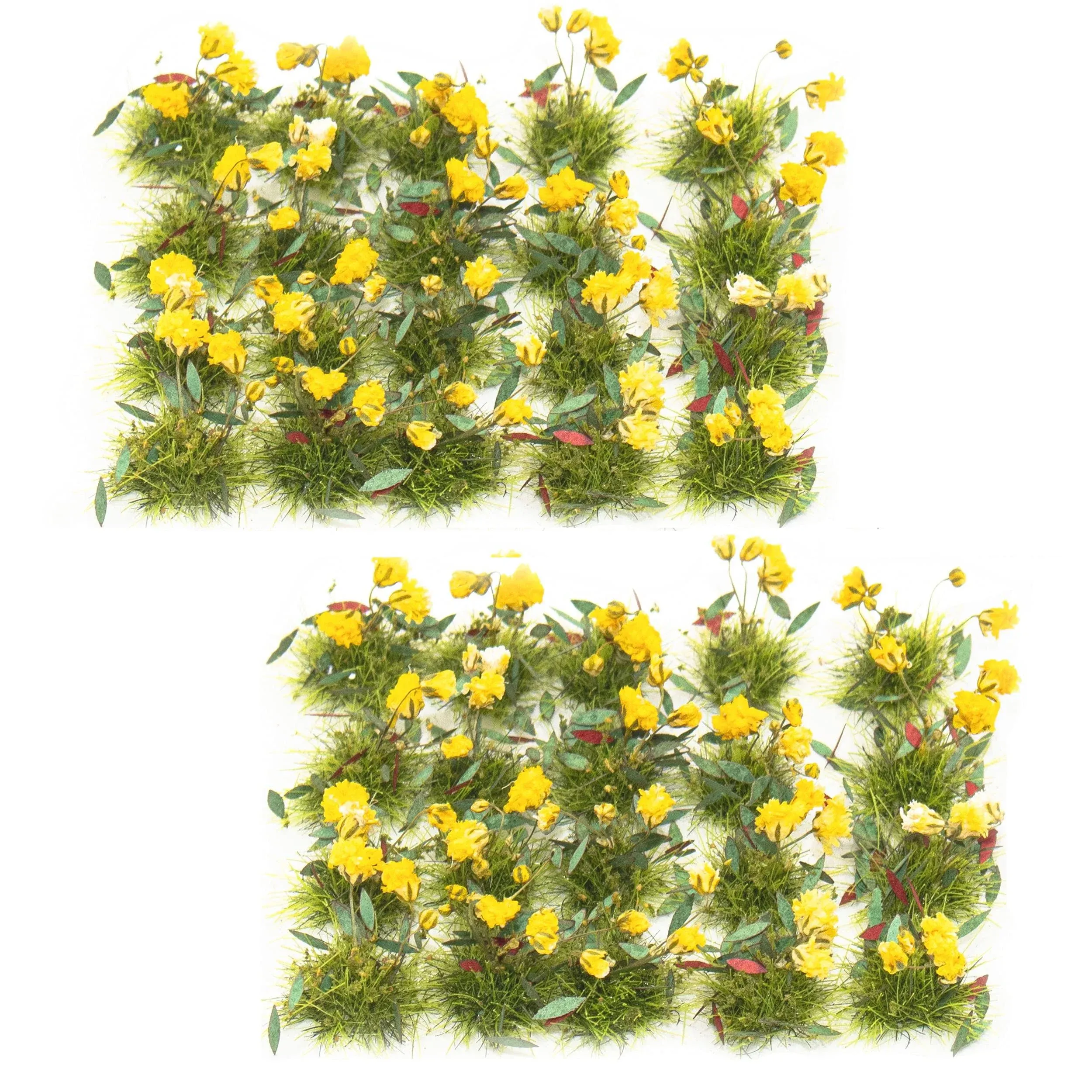 Warmtree 40 Pcs Flower Cluster Flower Vegetation Groups Grass Tufts Miniature Static Scenery Model for DIY Architecture Building Model Railway Train Diorama Garden Scenery Landscape Layout (Yellow)