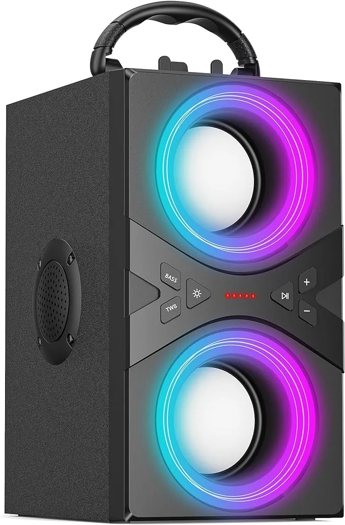 DINDIN Bluetooth Speakers, 40W(Peak) Wireless Party Speaker with TWS, Beat-Driven Lights, 80dB Loud Stereo Sound & Rich Bass, Portable Speakers with Subwoofer for Party, Outdoor, Camping, Travel