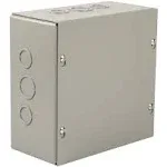 Wiegmann SC060604 SC-Series NEMA 1 Screw Cover Wallmount Pull Box with Knockouts, Painted Steel, 6" x 6" x 4",Gray