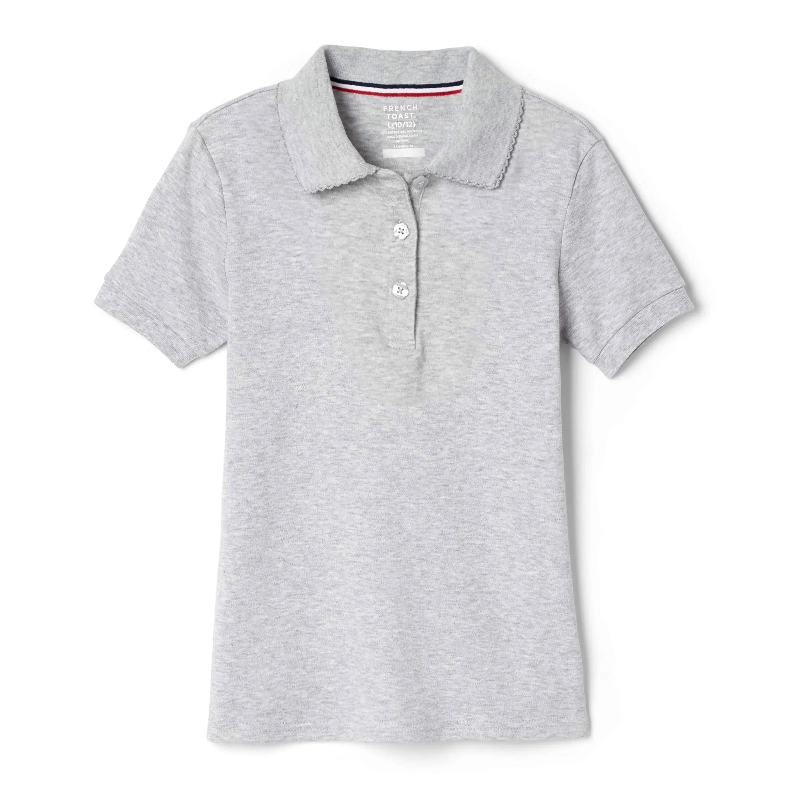 French Toast Girls Short Sleeve Picot Collar Interlock Polo Shirt