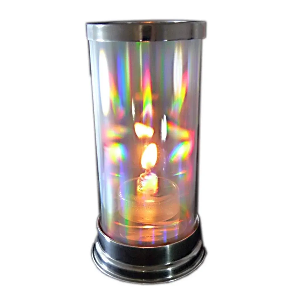 Firefly Rainbow Glass Candle Holder - Crystal Prism Hurricane Lantern with 2-oz ...