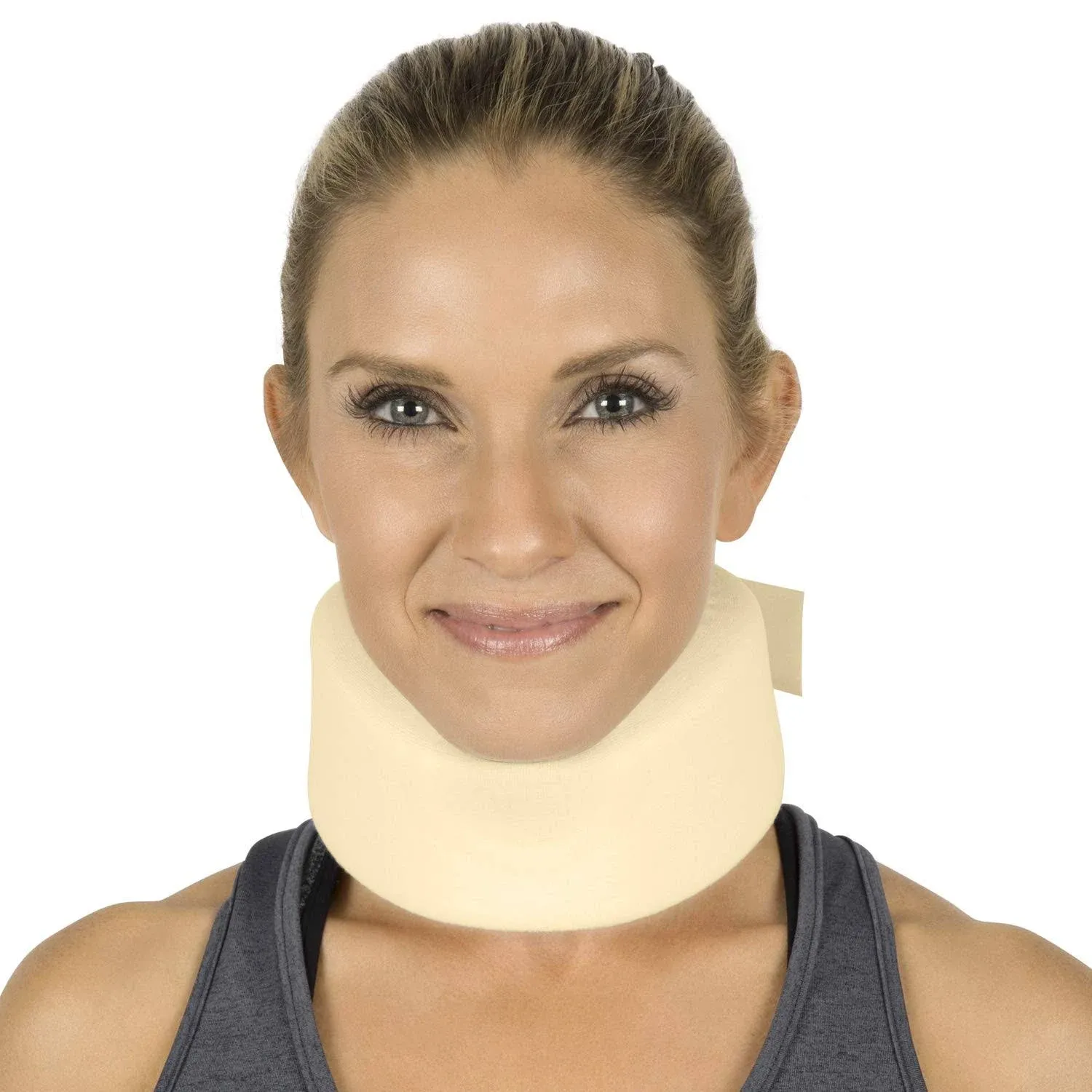 Vive Cervical Collar Neck Brace for Neck Pain and Support for Women & Men - Soft Foam Brace for Pain Relief - Comfortable Corrector Wrap for Posture, Sleeping, Radiculopathy, & Spine (Beige, 3 inch)