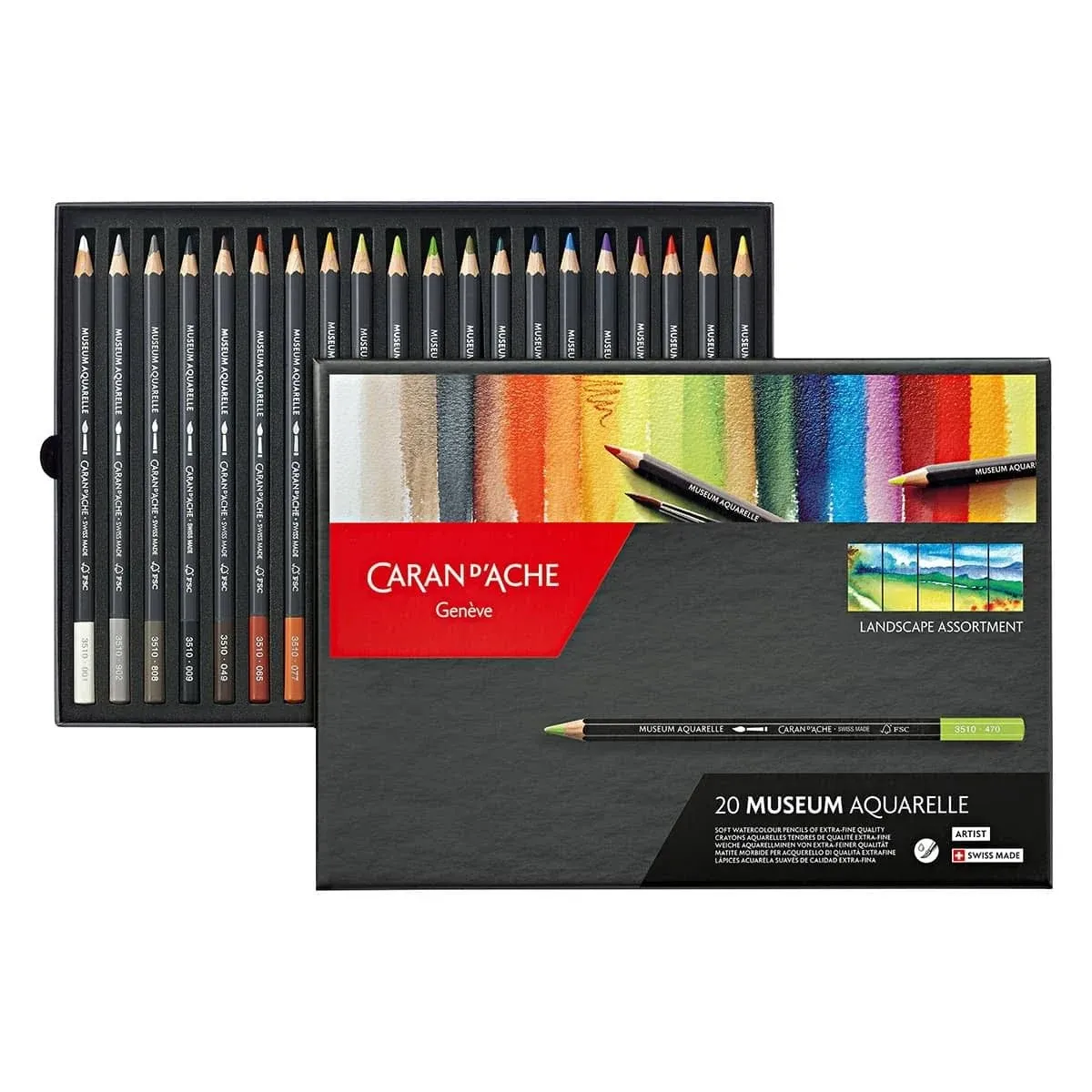 Caran D&#039;ache Museum Aquarelle Pencil Sets Landscape Set 20 Colors 3510.420