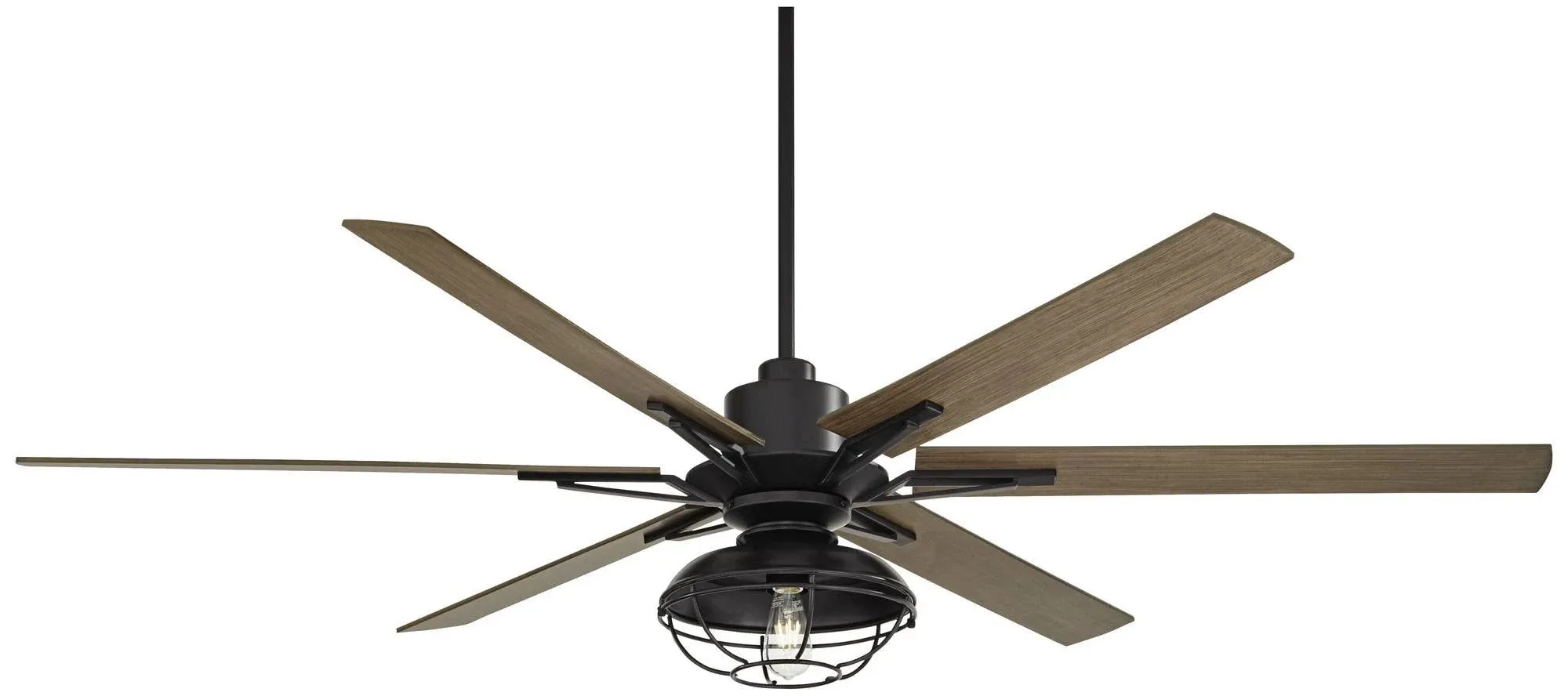 72 Expedition Modern Industrial Rustic Outdoor Ceiling Fan with LED Light Remote Control Matte Black Oak Wood Cage Damp Rated for Patio Exterior House Home Porch Gazebo Garage - Casa Vieja