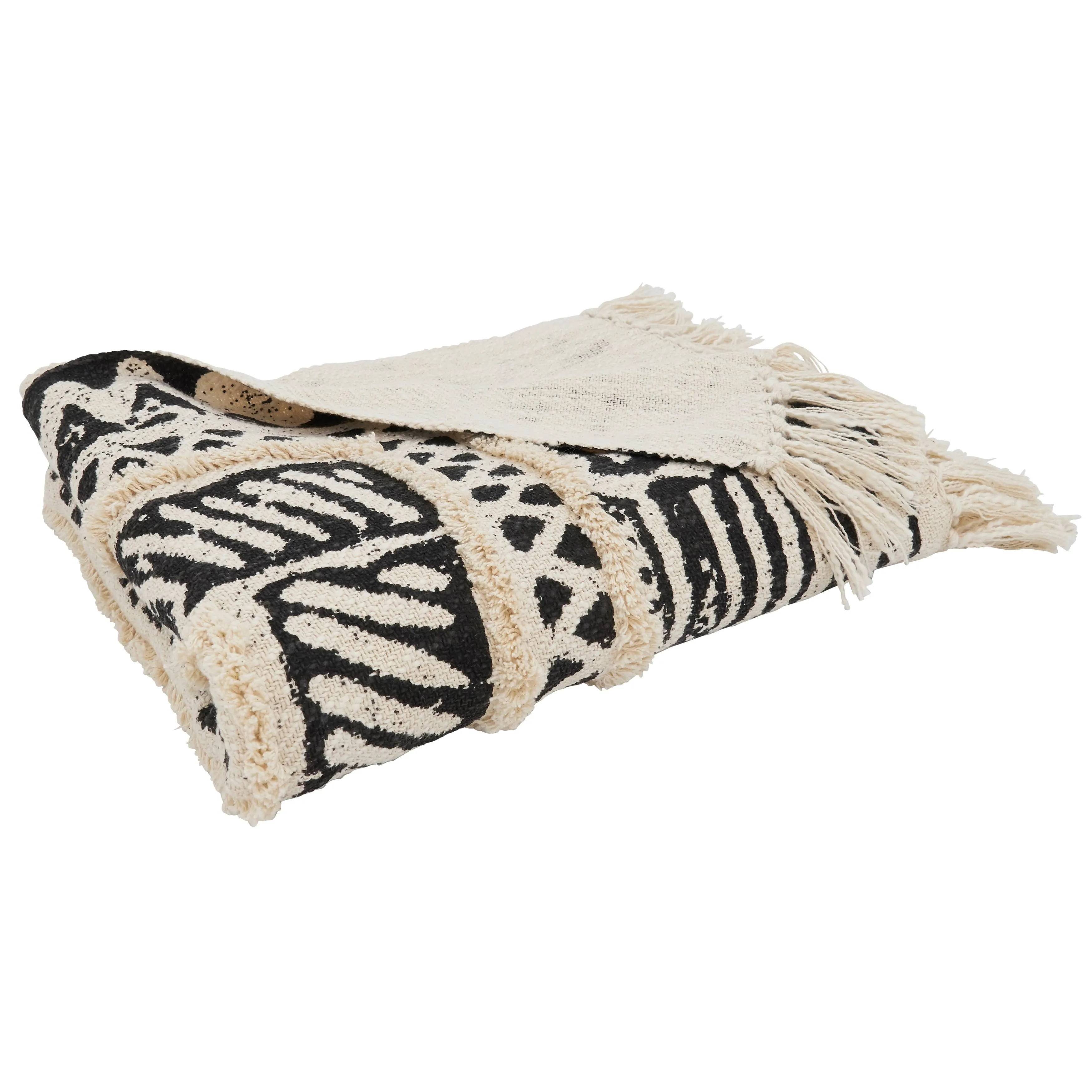 Saro Lifestyle Block Print Throw Blanket in Black