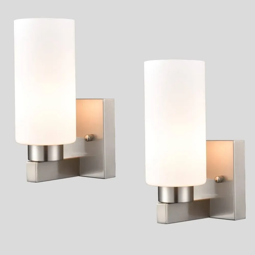 Modern Wall Sconces Set of Two Brushed Nickel Bathroom Vanity Light