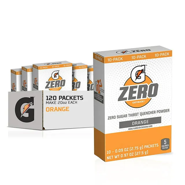 Gatorade G Zero Powder, Fruit Punch Variety Pack, 0.10oz Individual Packets - 10 Count (Pack of 5)