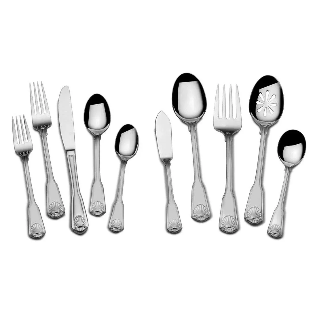 Towle London Shell 45-Piece 18/10 Stainless Steel Flatware Set, Service for 8