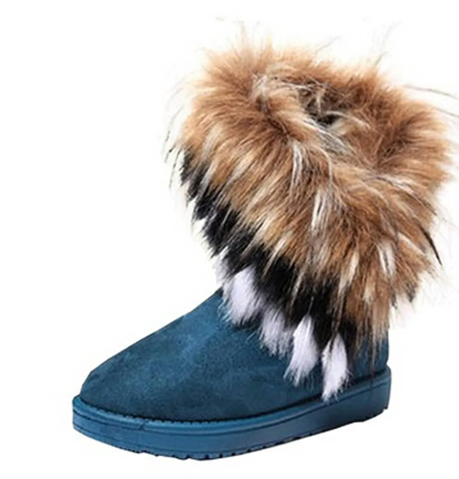 Gaorui Warm Fur Winter Boots For Women - Stylish Womens Winter Boots Mid Calf Ankle Boots Faux Fur Tassel Shoes