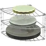 Kitchen Shelf Organizer Cabinet Corner Rack Pan Lid Plate Dishes Storage Chrome