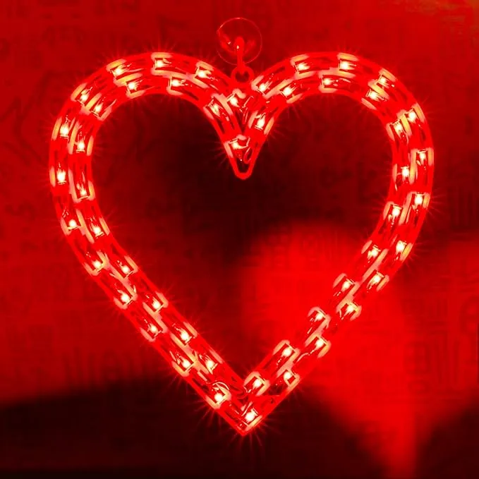 50L 13&quot; Lighted Red Heart Valentine&#x27;s Day